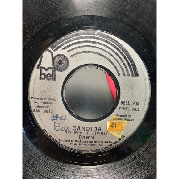 Dawn "Candida" "Look At" 45 RPM Vinyl Record with Original Bell Records Sleeve - Picture 3 of 3